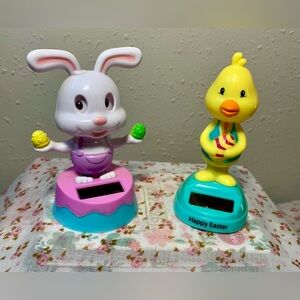 Solar-Powered Easter Bunny and Yellow Chick